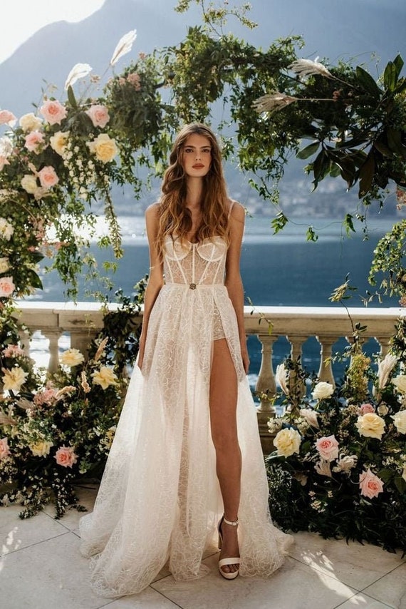 Boho Wedding Two-piece Wedding Dress Corset Wedding Dress | Etsy