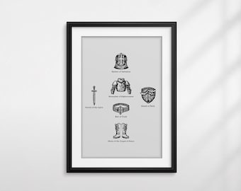 Armadura de Dios imprimible, descarga digital, Efesios 6:13-17, regalo cristiano, arte de Jesús, póster bíblico, impresión de las Escrituras, arte mural con versículos bíblicos.