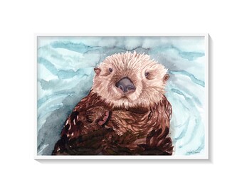 Otter Watercolor Print