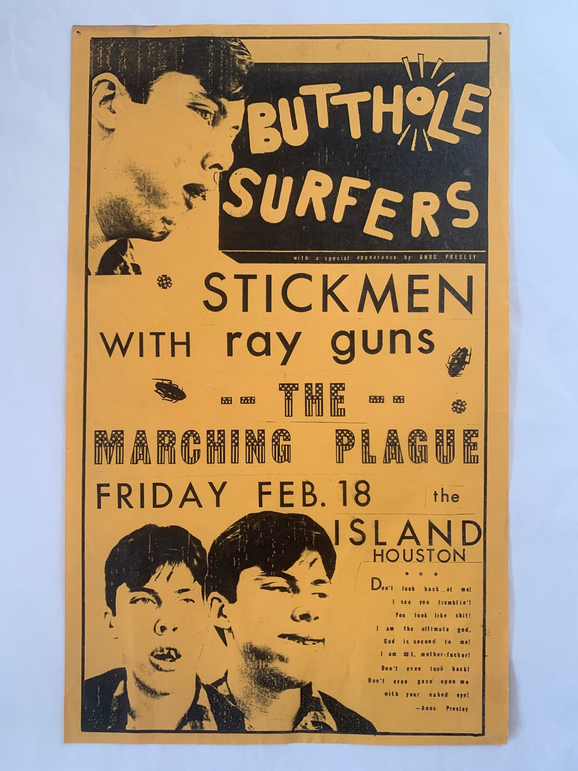 Original Butthole Surfers 11 X 17 Concert Poster (stick Men