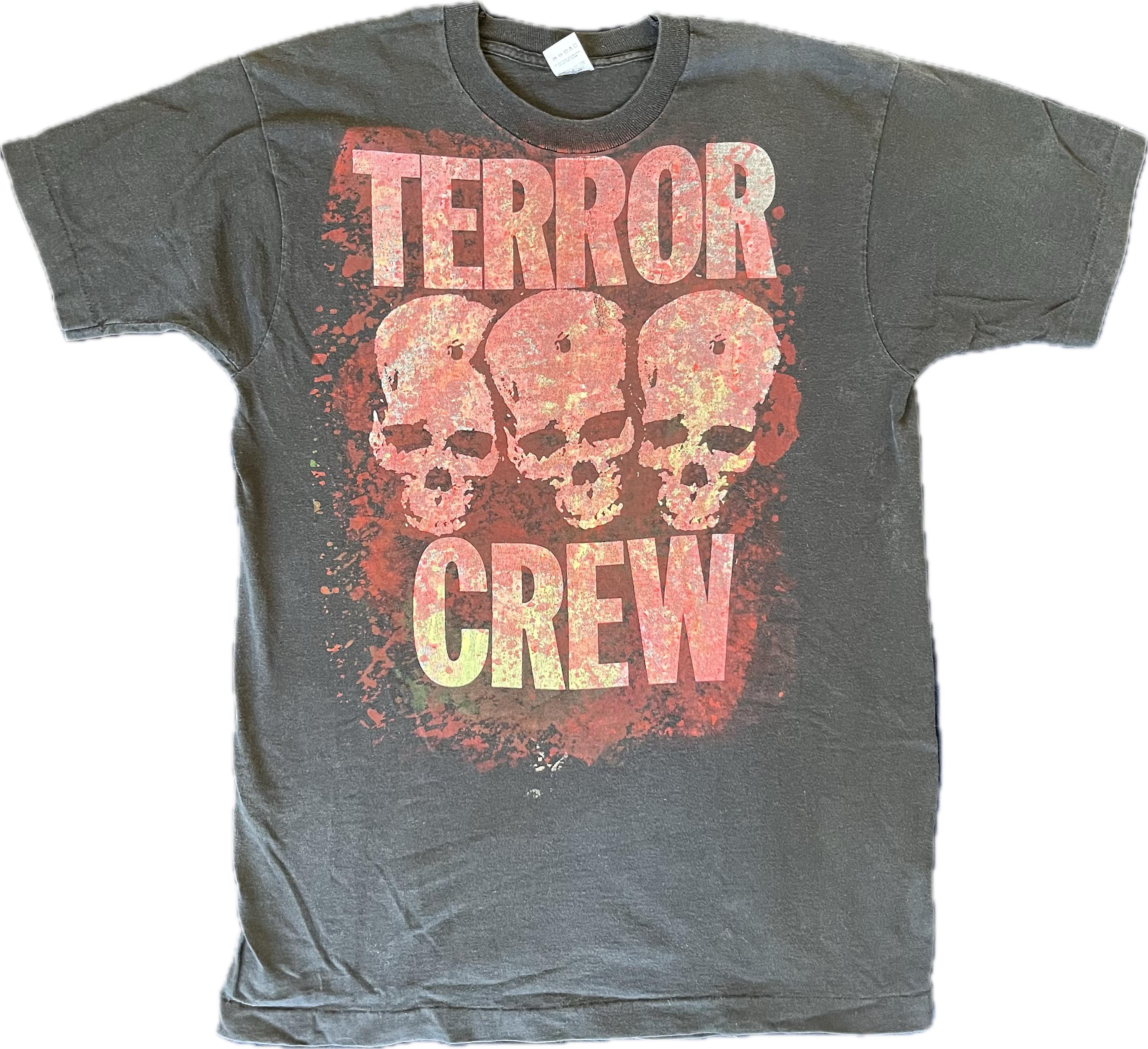 Vintage 90er Jahre Don Rock Designed / Produziert "TError Crew" T-Shirt (Größe XL) Front & Back Graphic