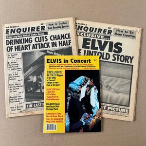 Elvis Death Issues of the National Enquirer (x2) + Elvis in Concert Magazine Bundle