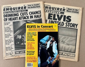 Elvis Death Issues of the National Enquirer (x2) + Elvis in Concert Magazine Bundel