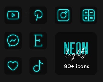 Neon Blue Turquoise Etsy - roblox icon aesthetic blue neon