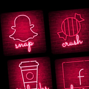 150 Red Neon App Icons Bundle Neon Aesthetic App Icons Red Etsy Finland