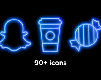 Neon Blue Icons Etsy - roblox aesthetic icons