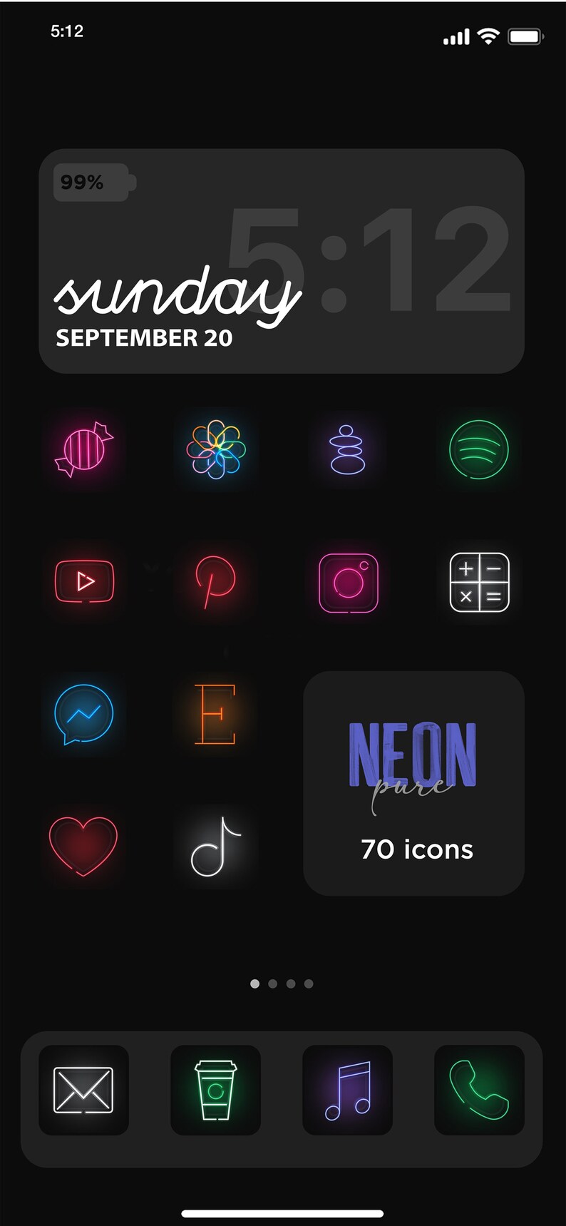 NEON Ios Icon Pack Aesthetic Iphone Ios 14 Realistic Neon Etsy