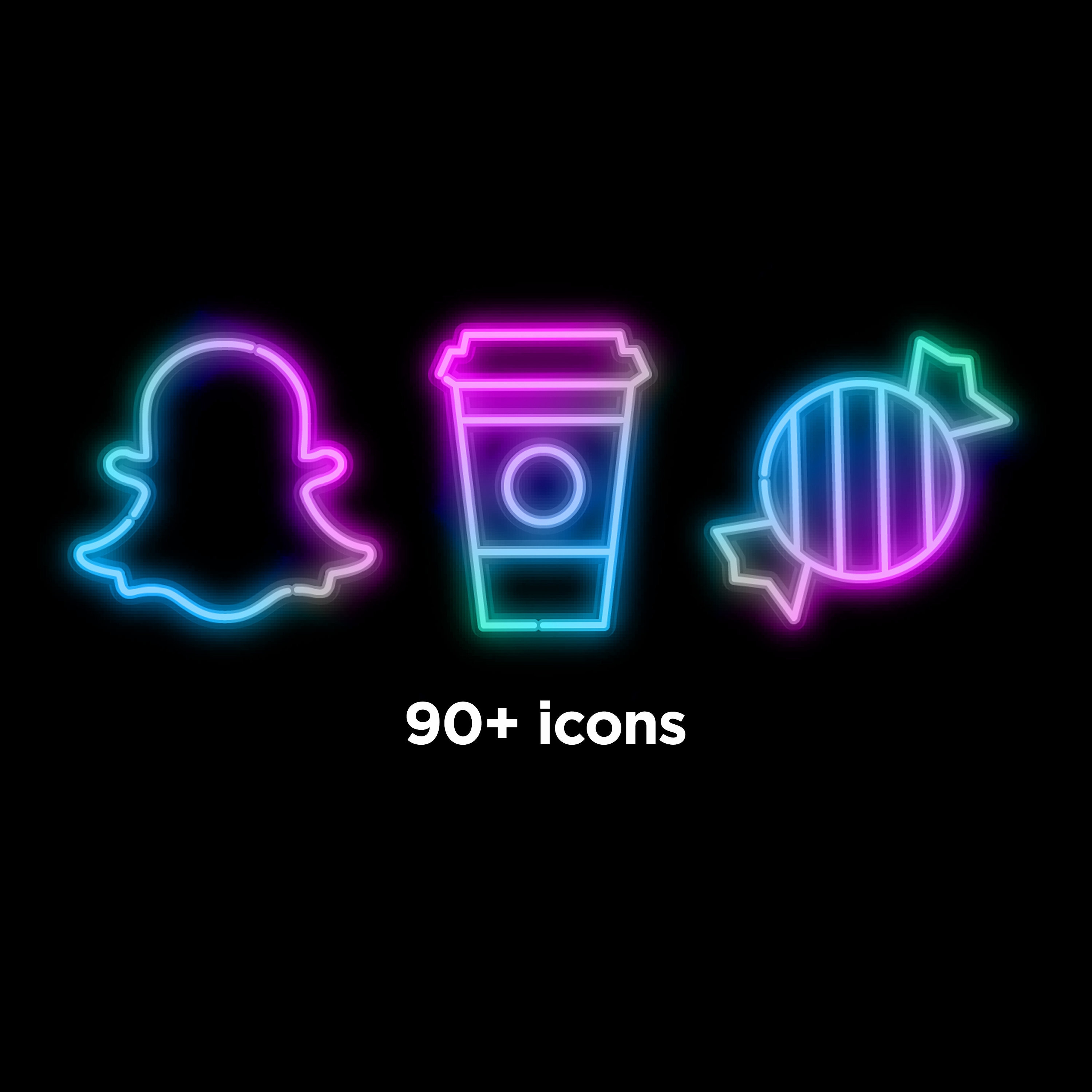NEON Ios Icon Pack Aesthetic Iphone Ios 14 Realistic Neon | Etsy