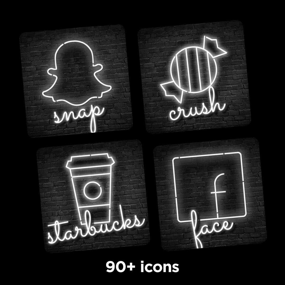 NEON Ios 14 Icon Pack Iphone Aesthetic Ios App Neon Retro - Etsy