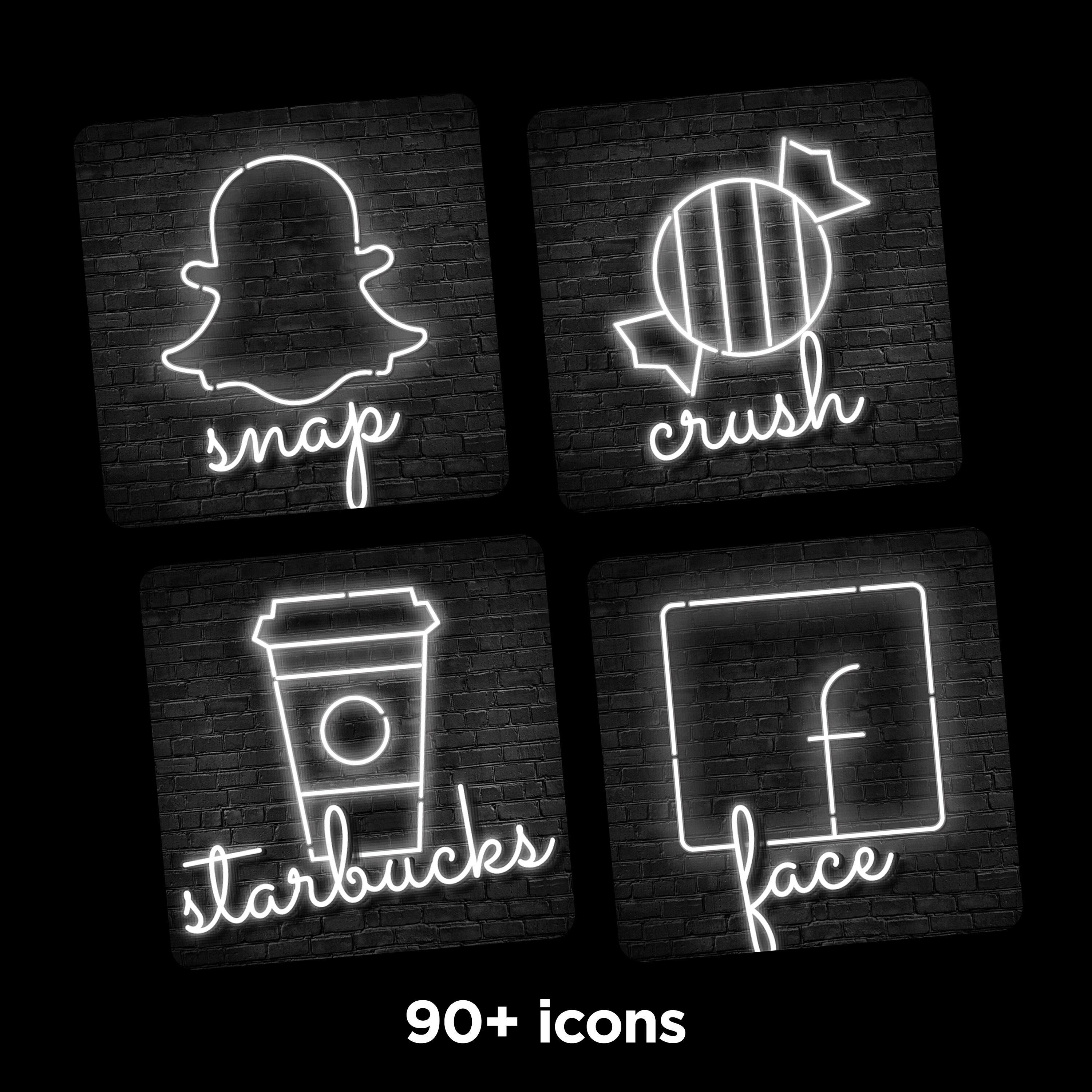 Neon Ios 14 Icon Pack Iphone Aesthetic Ios App Neon Retro Etsy