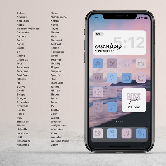 Pastel Ios Icon Pack Aesthetic Iphone Ios 14 Custom Icons Etsy