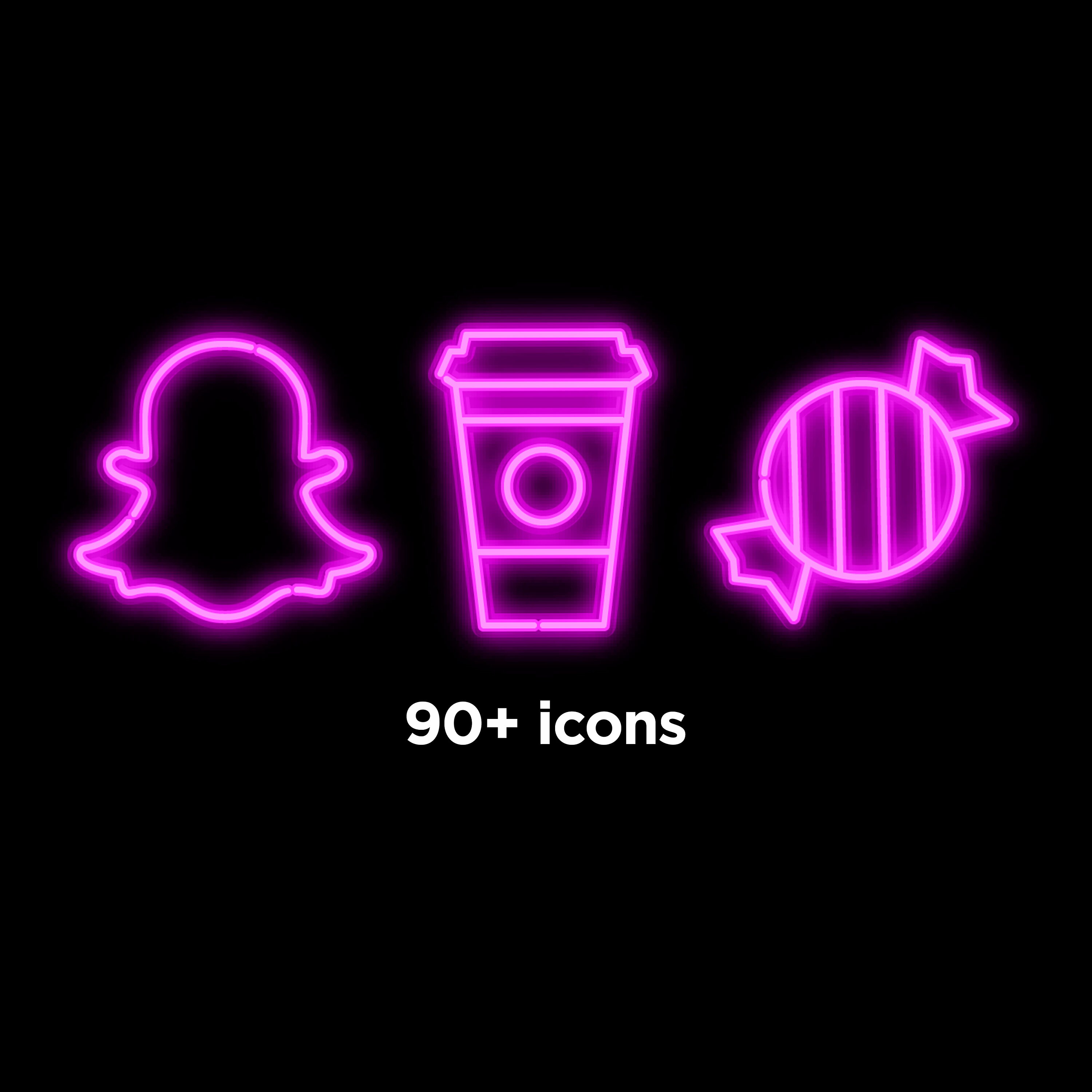 Pink Neon Ios Icon Pack Aesthetic Iphone Ios 14 Realistic Etsy