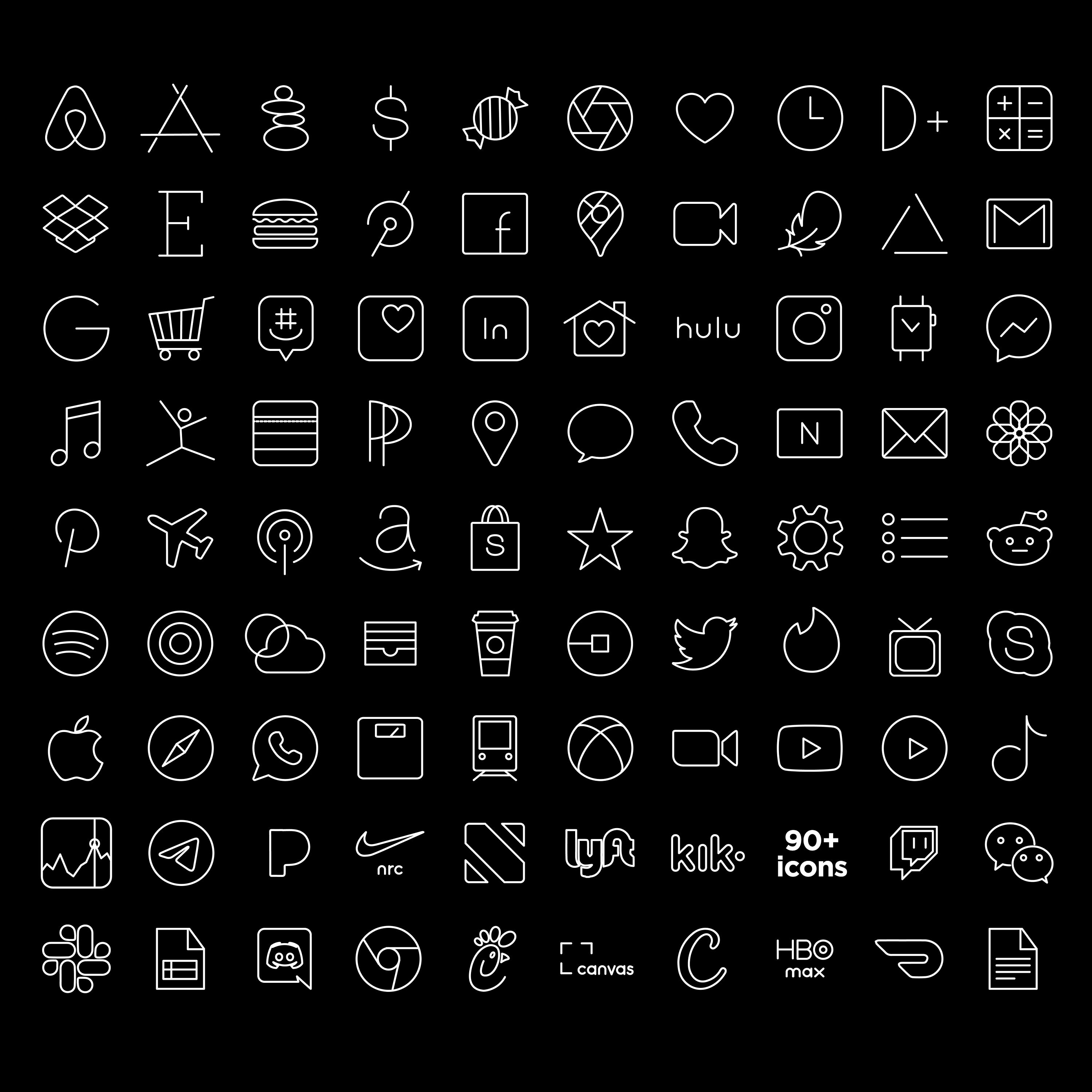 Black Ios Icon Pack Aesthetic Iphone Ios 14 Minimalistic Etsy