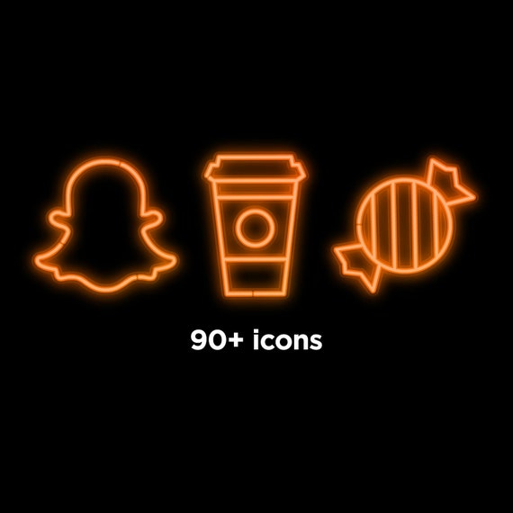 Orange Neon Ios Icon Pack Aesthetic Iphone Ios 14 Realistic Etsy