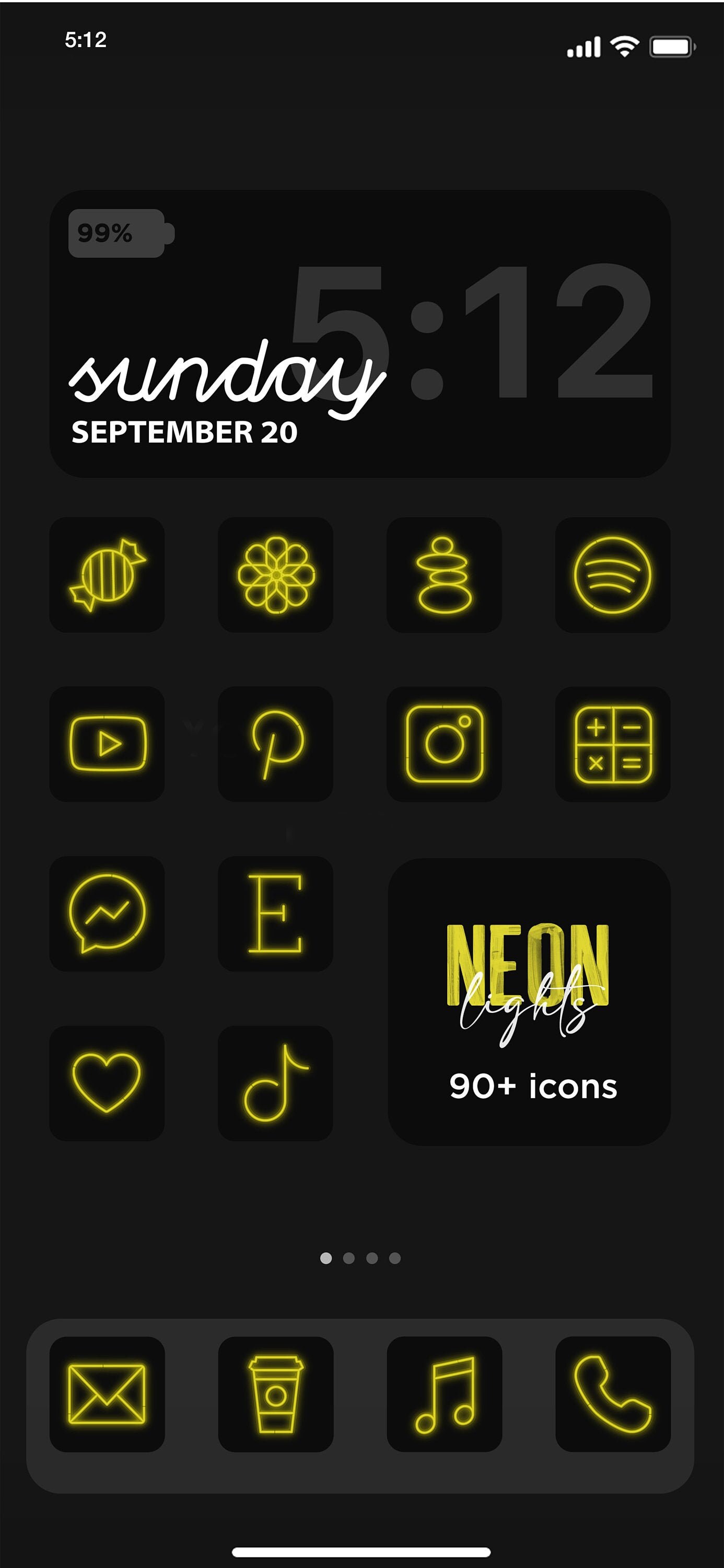Yellow Neon Ios Icon Pack Aesthetic Iphone Ios 14 Realistic Etsy