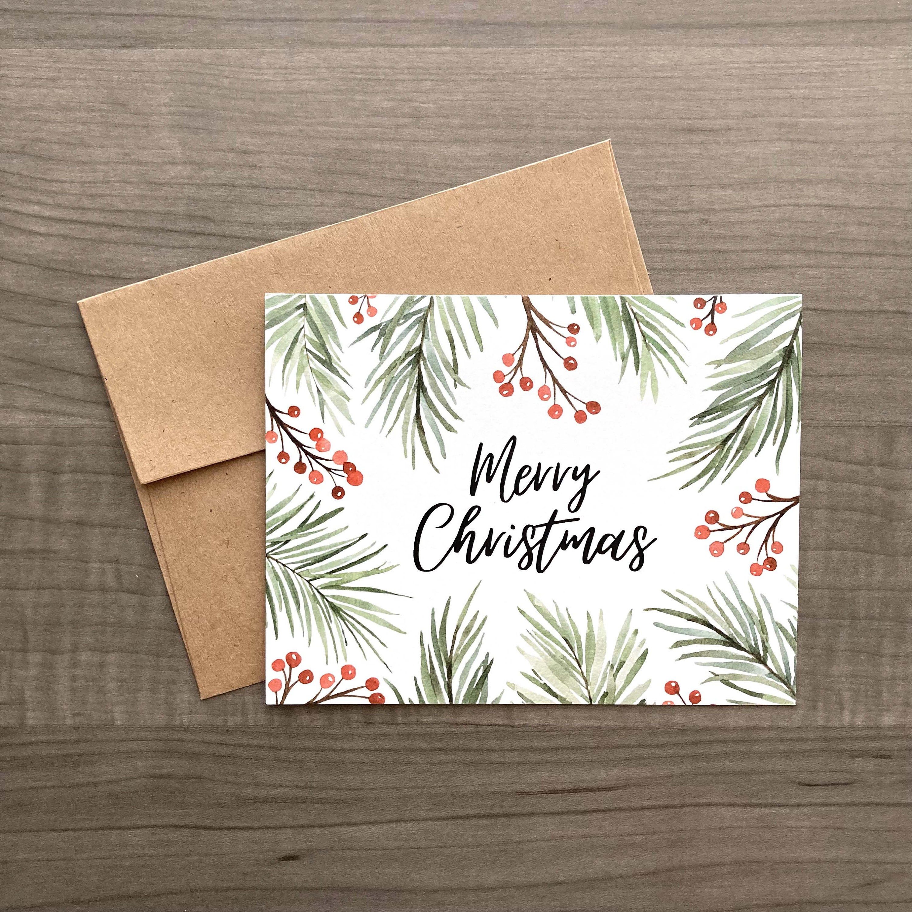 Linen Texture Christmas Lights Card, Christmas Card, Holiday Greeting,  Seasonal Cards, Merry Christmas, Cute Christmas Card, Holiday Lights