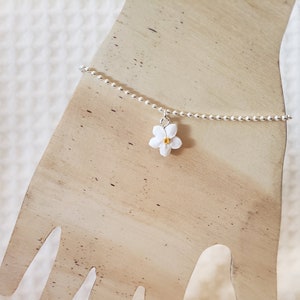 Filipiniana Jewelry - Dainty Silver Ball Chain Bracelet with Small Sampaguita Flower Charm