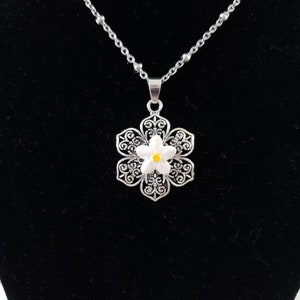 Filipiniana Jewelry - Sampaguita Flower Charm and Metal Flower Blossom Necklace
