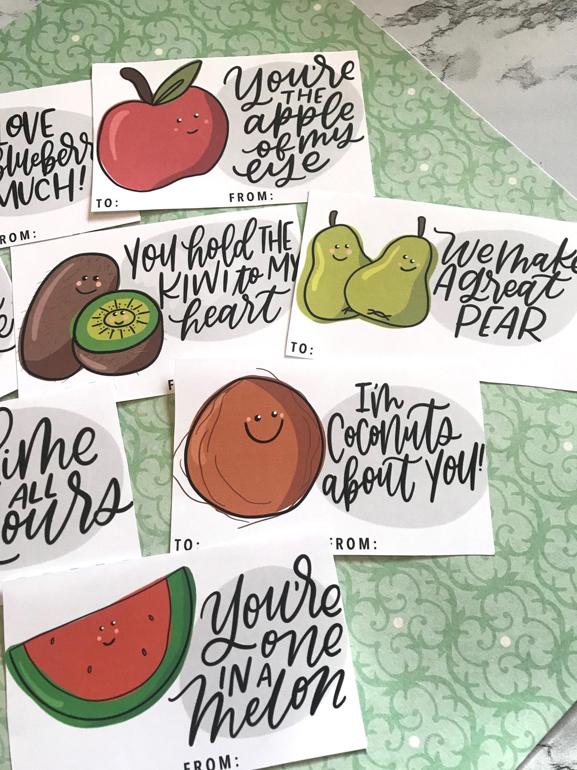 Fruity Valentine Card Printables Valentine Tags for School - Etsy