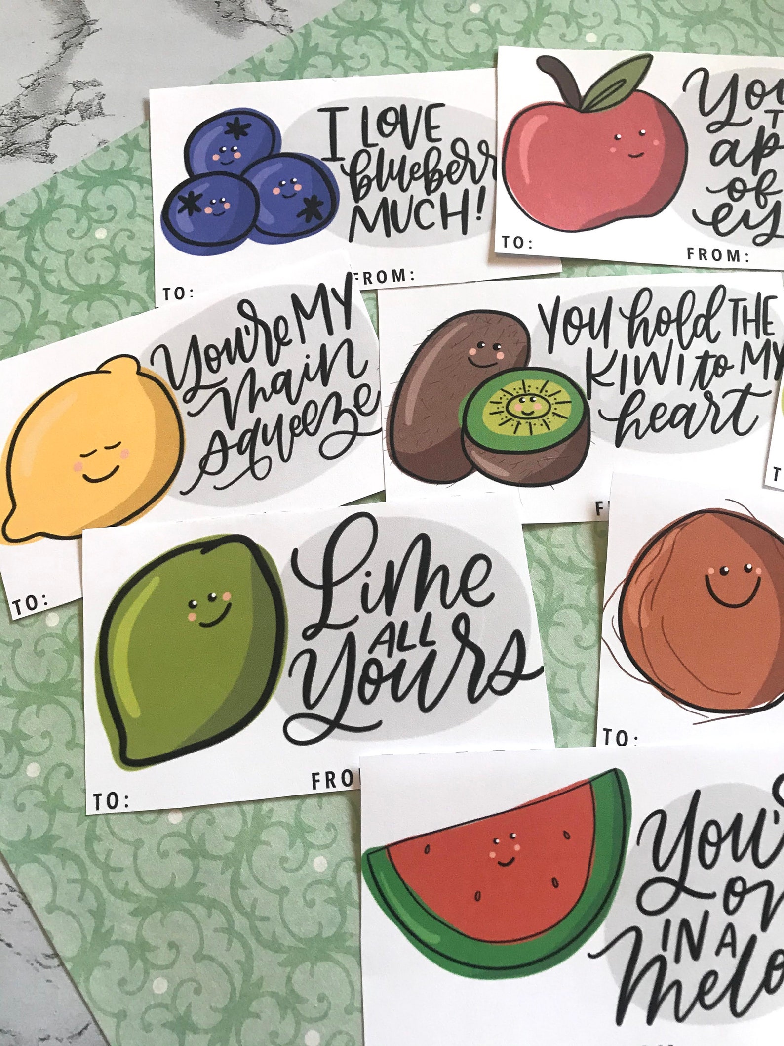 Fruity Valentine Card Printables Valentine Tags for School - Etsy