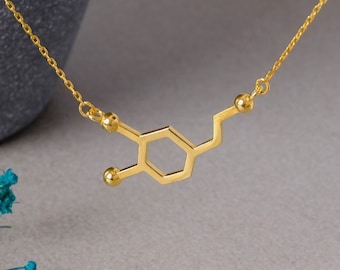 Dopamine Molecule Necklace 925 Sterling Silver, Chemistry Necklace, Dopamine Jewelry, Science Gift, Gift for her, Mothers day gift