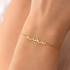 Bracciale con nome della mamma in oro 14k, braccialetto per la mamma per le donne, gioielli personalizzati, braccialetto per la mamma, regalo perfetto per la mamma e la moglie, regalo per la neomamma