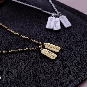 14k Massive Gold Bar Tag Halskette, Muttertagsgeschenke, personalisierte Namensschild Initialen Halskette, Jubiläumsgeschenk, individuelle gravierte Nachricht