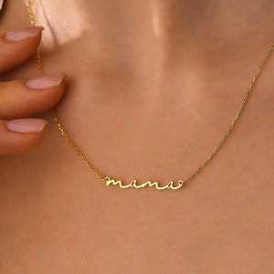 14k Gold Dainty Mama Necklace by MajorcaMinimalist, Gold Mama Necklace, Mom Necklace • Perfect Gift for Mom and Wife, New Mom Gift Jewelry,