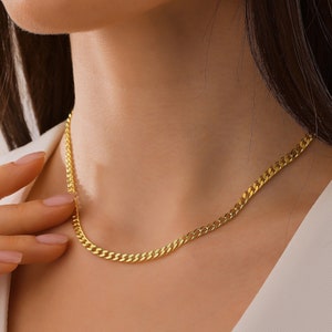14K Gold Curb Chain Necklace, Chain For Women, Everyday Chain Necklace, Dainty Gold Chain Necklace, Gift for Mom, Best Gift for her