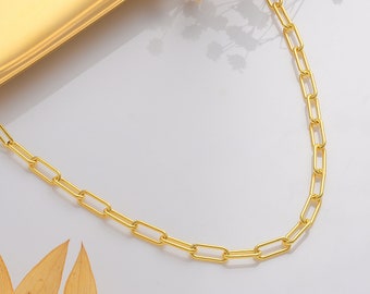 14K Gold Link Chain Necklace, Paperclip Link Chain Necklace, Everyday Chain Necklace, Gift for Her, Gift for mom, Layering Necklace