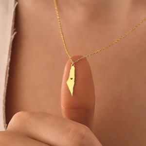 14k gouden ketting Palestina kaart, ketting Palestina vlag, ketting Palestina kaart voor vrouwen meisjes, ketting Tiny Palestina, islamitisch cadeau