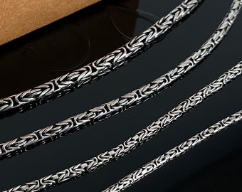 Silver Byzantine Chain Necklace, Thick Mens Chain Jewelry, 925 Sterling Silver Chain, Necklace for men, Best Boyfriend Gift