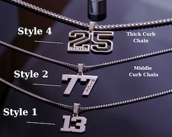 Silver Sport Number Necklace, Sport Lover Gifts For Men, Best Gift for him, Number Men Jewelry,  Number Year Pendant, Custom Lucky Necklace