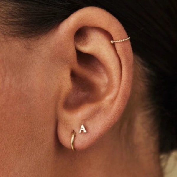 Super Tiny Letter Earrings , Initial Earrings, Christmas Gift for her, Best Mom Gift,  Small Stud Earring, Personalized Earrings Gift,