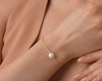 Real Natural Freshwater Pearl Bracelet, Pearl Beaded Bracelet, Dainty Gold Bracelet, Bridesmaid Gift, Minimalist Bracelet, Christmas Gift