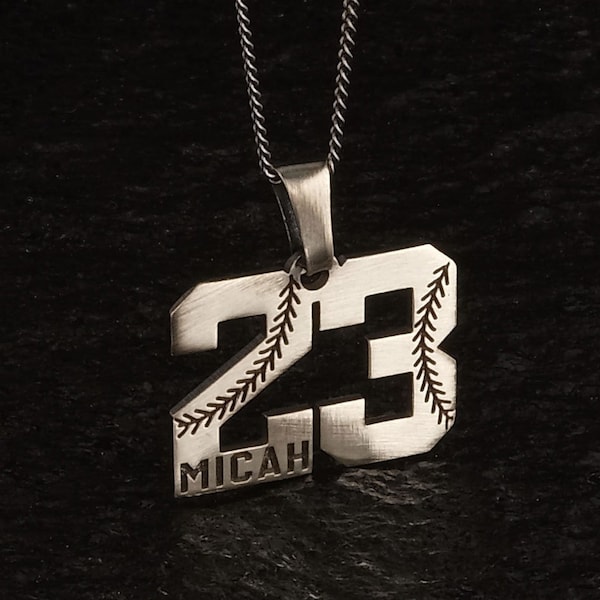 Pendentif chiffre sport baseball, bijoux sport homme, cadeau Saint Valentin pour lui, colliers chiffres, bijoux chiffres, cadeau personnalisé pour lui