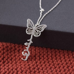 Personligt fjärilshängehalsband med arabiskt namn, mors dag-presenter, arabiskt namnhalsband i 925 sterlingsilver, personliga smycken bild 6