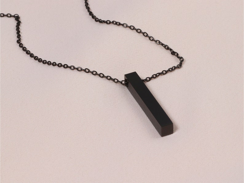 Men's Necklace Black Bar Necklace Men's Jewelry Etsy