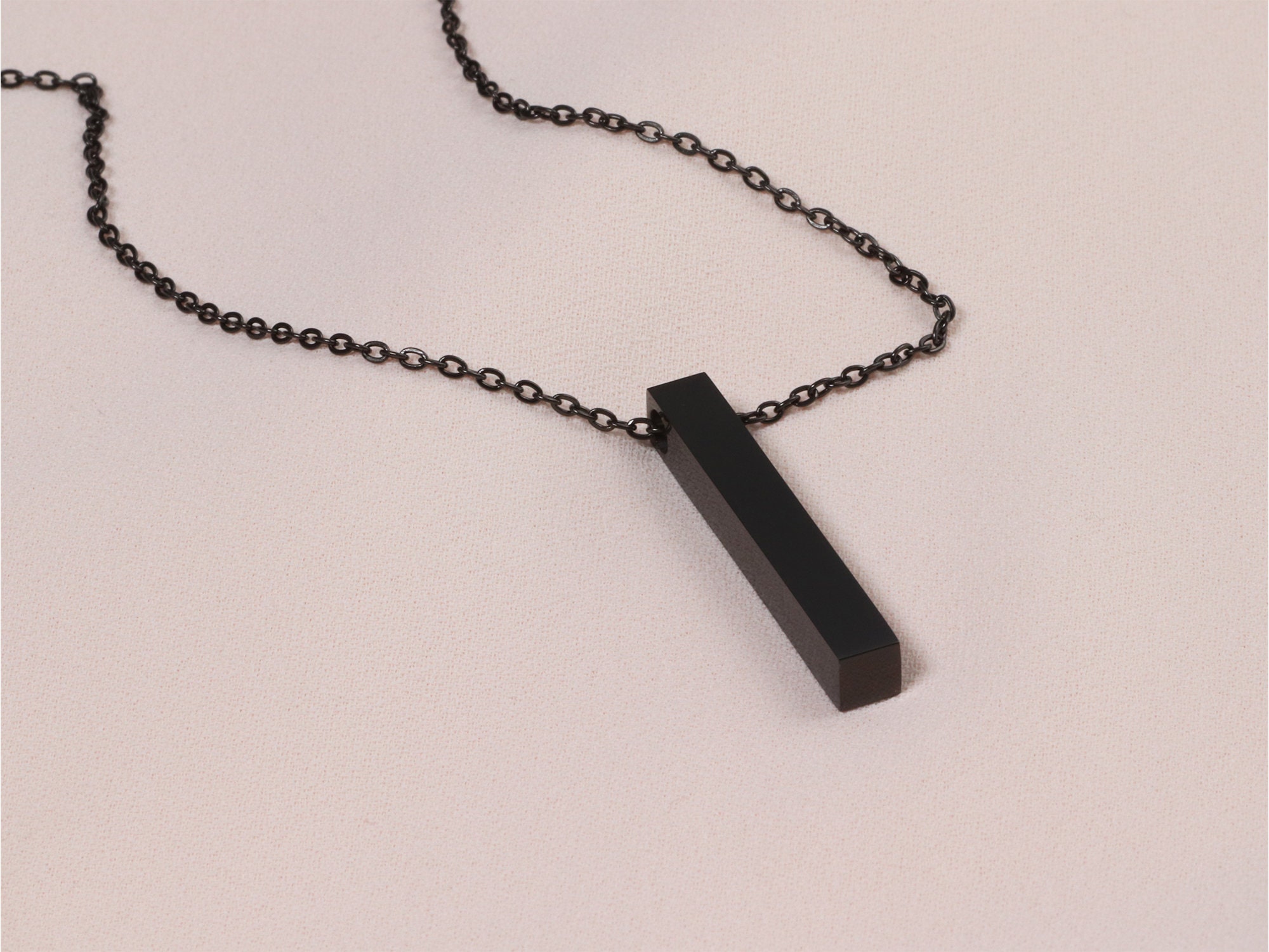 Men's Necklace Black Bar Necklace Men's Jewelry Etsy