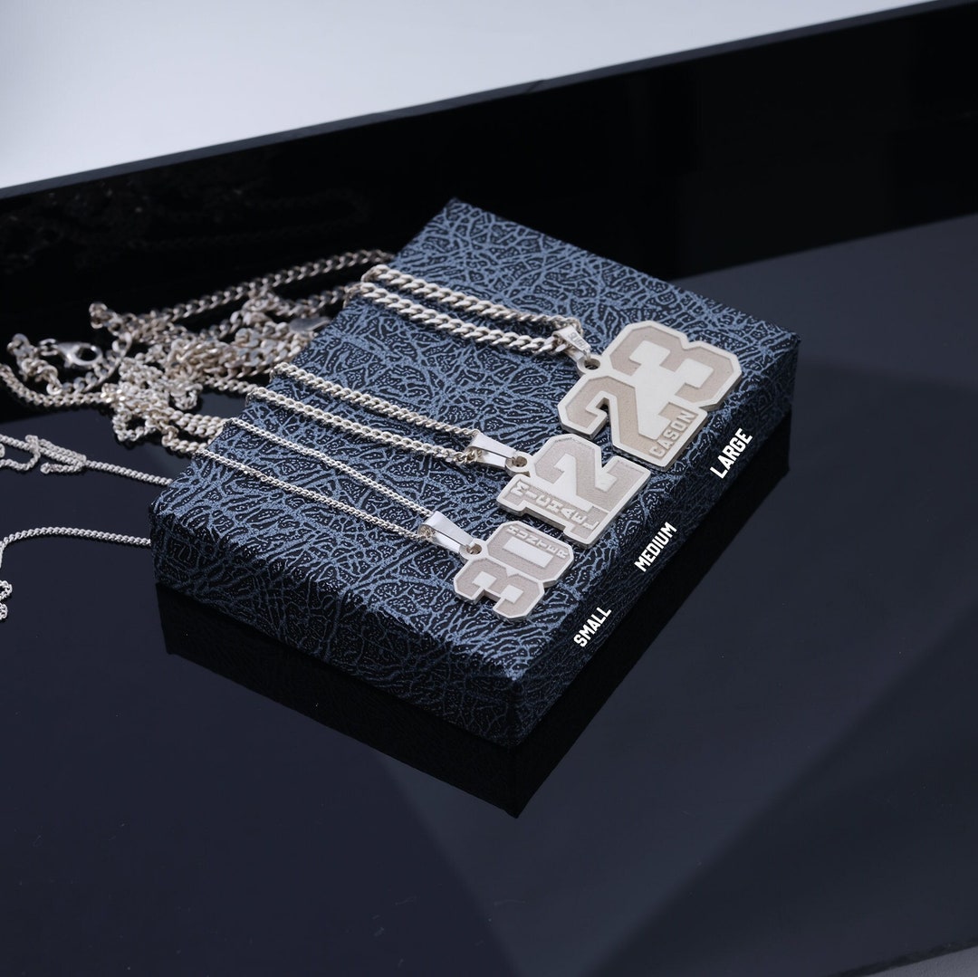 Personalized Sports Number Necklace With Name Baseball Football