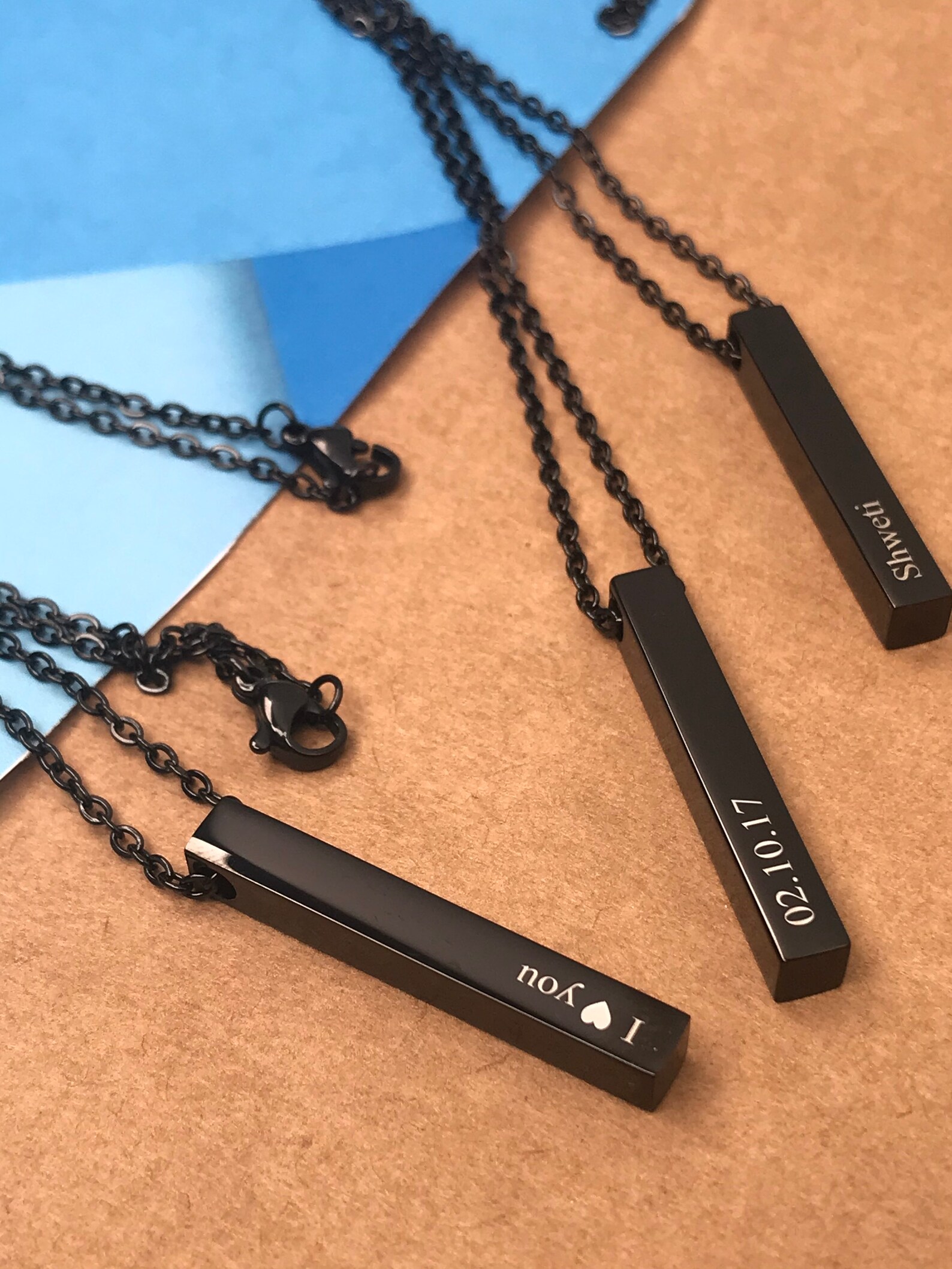 Men's Necklace Black Bar Necklace Men's Jewelry Etsy