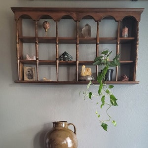 Vintage Wood Spindle Leg Shelving Unit