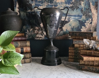 Vintage 1940s Brass and Silver-Plate Horse Show Loving Cup Perpetual Trophy