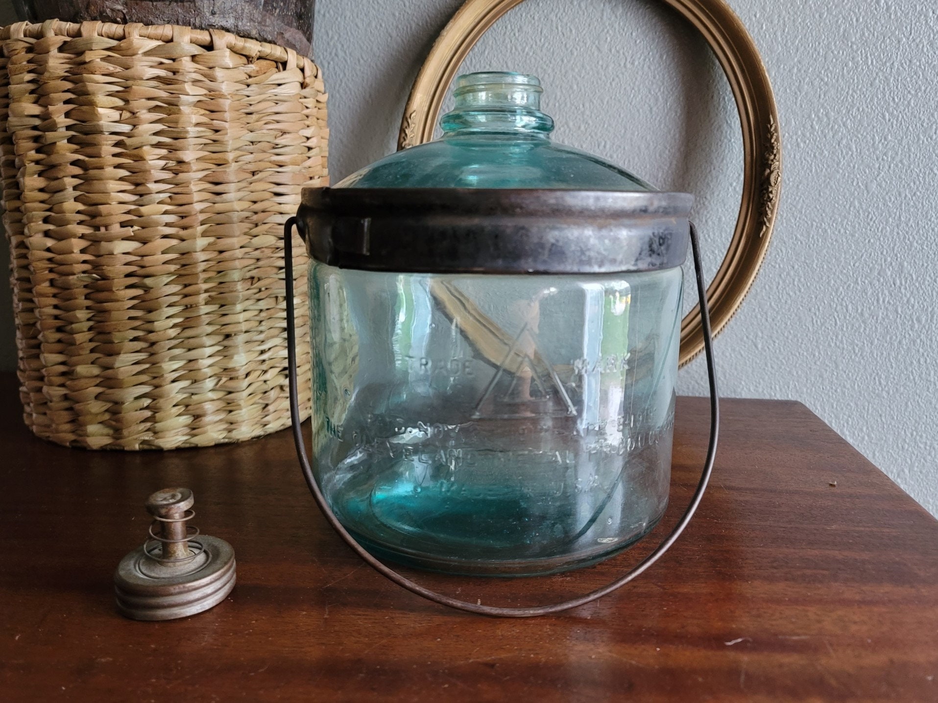 Antique Blown Glass Kerosene Jug the Cleveland Metal Etsy