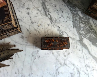 Antique Snuff Box: Late Victorian Faux Tortoiseshell Celluloid Storage Box