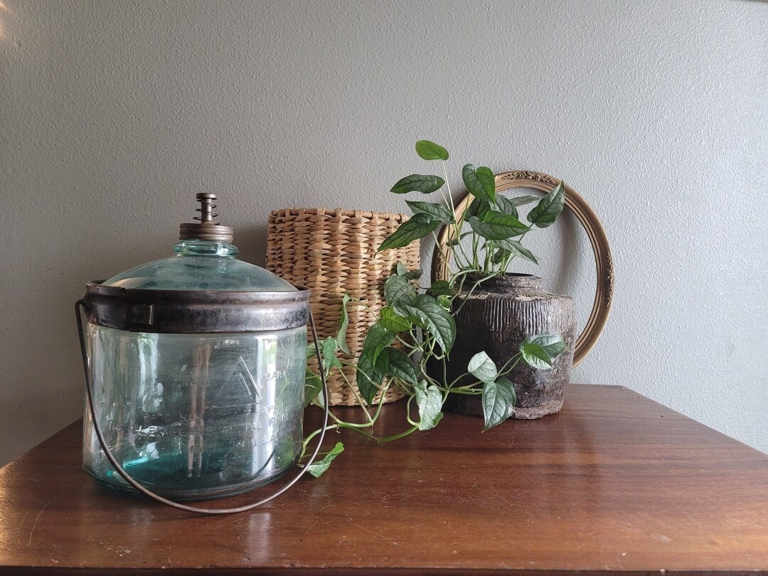 Antique Blown Glass Kerosene Jug the Cleveland Metal Etsy