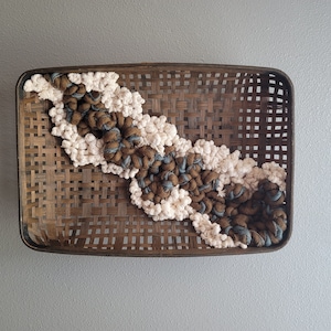 Handmade Textural Wall Art on Drying Basket - OOAK Knotted Woven Art