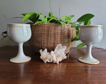 Vintage Set of Two Ceramic Goblets - Naturals Minimalist Functional Vintage