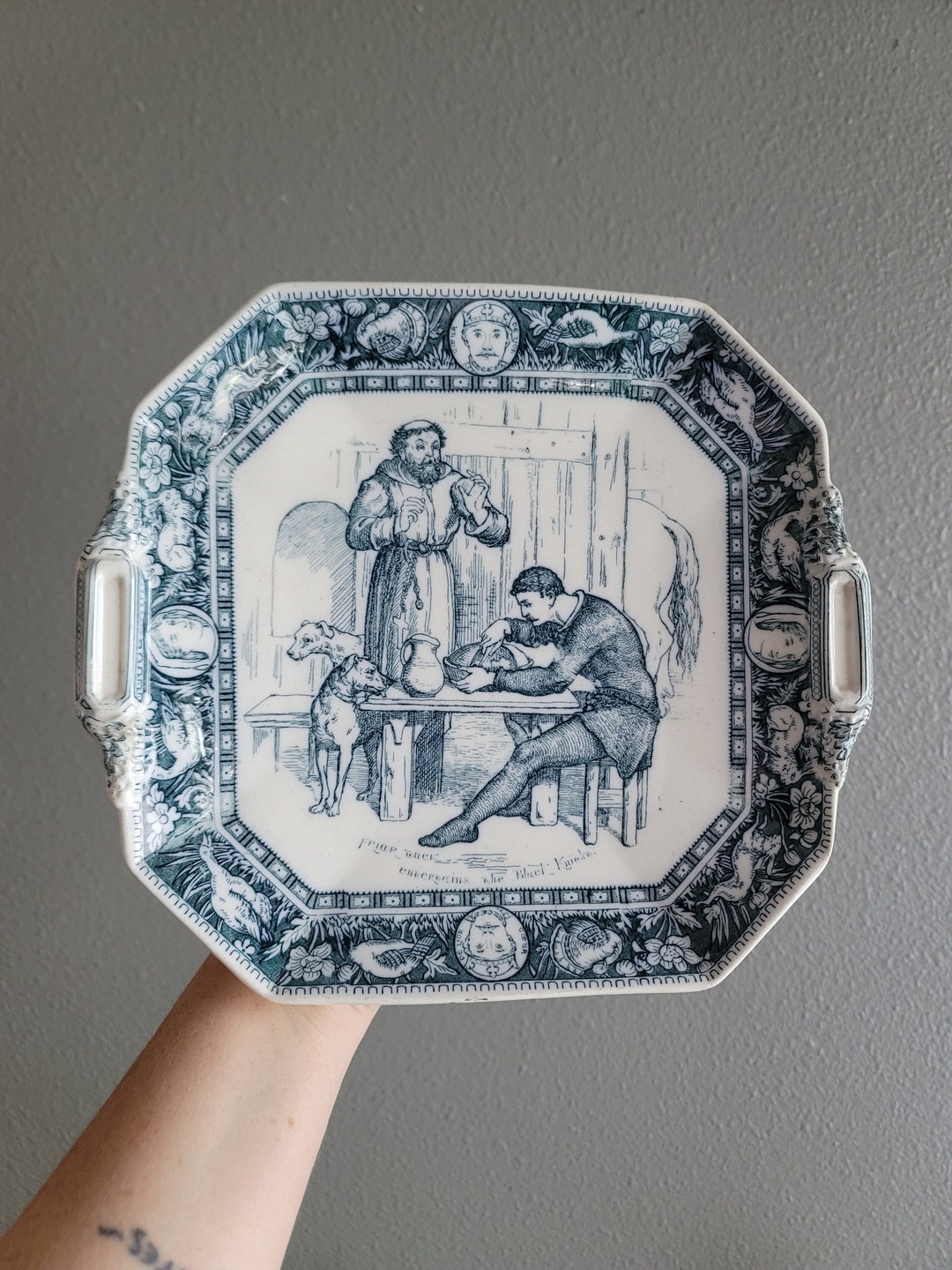 Vintage Wedgwood Blue Porcelain Transferware Ivanhoe Plate Etsy