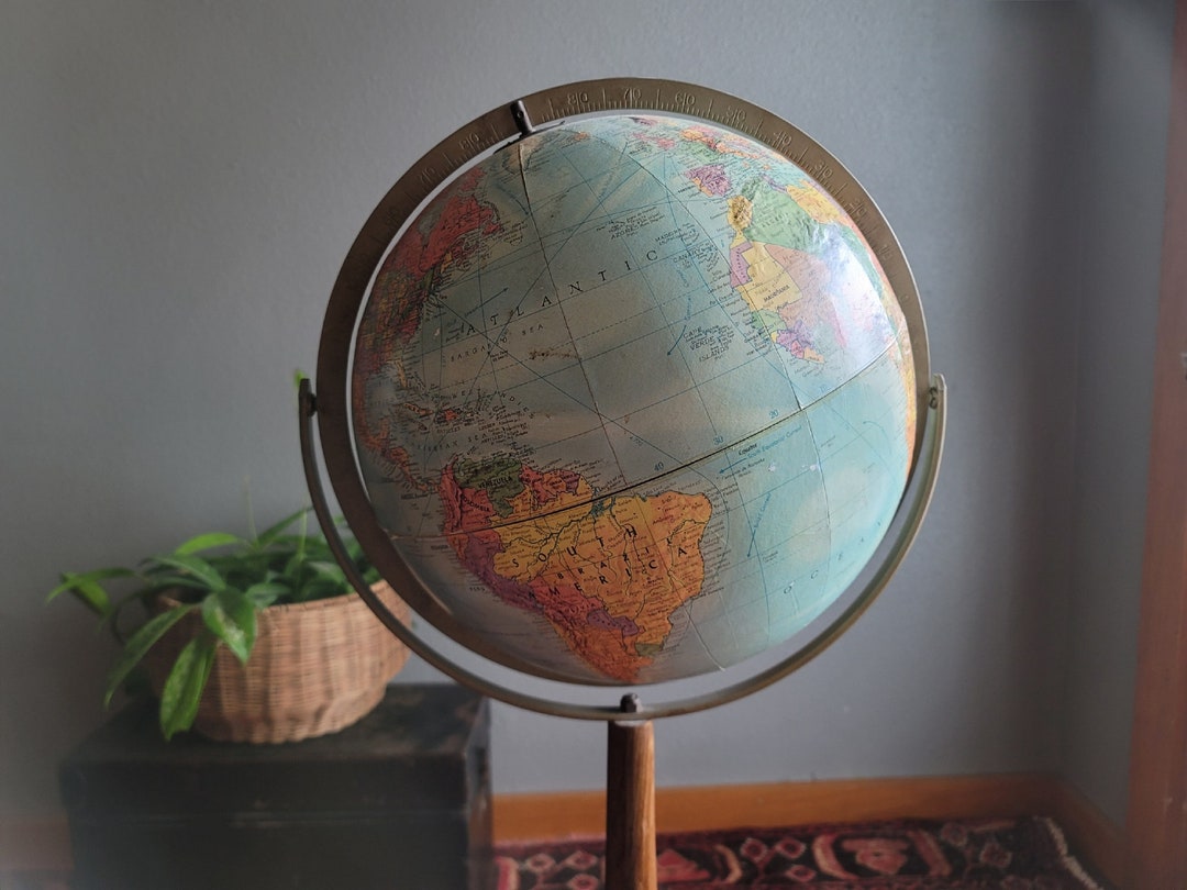 Vintage Midcentury Pedestal Globe Standing Globe Etsy
